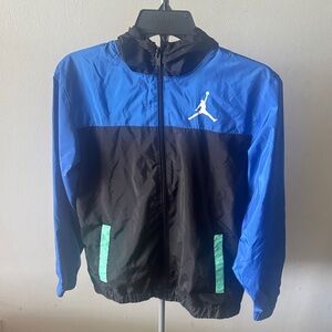 Jordan Blue and Black Kids' Windbreaker with Mint Pocket Trim